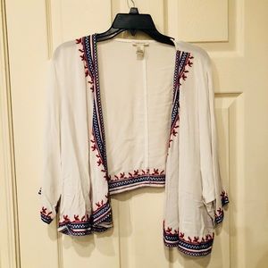 Red white and blue kimono